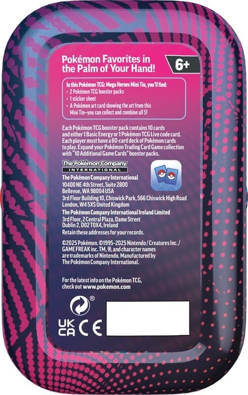 Pokemon TCG: Mega Heroes ME01 Mini Tin-Set of 5-The Pokémon Company International-Ace Cards & Collectibles