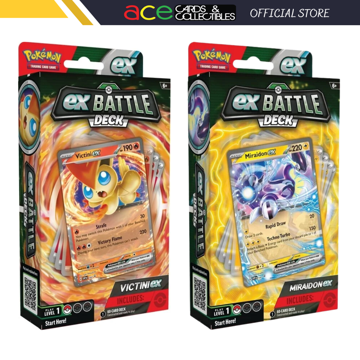 Pokémon TCG: (Miraidon EX/Victini EX) July Battle Deck-Both-Design-The Pokémon Company International-Ace Cards &amp; Collectibles