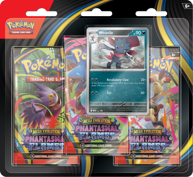 Pokemon TCG: Phantasmal Flame ME02 3 Pack Blister-Weavile-The Pokémon Company International-Ace Cards & Collectibles