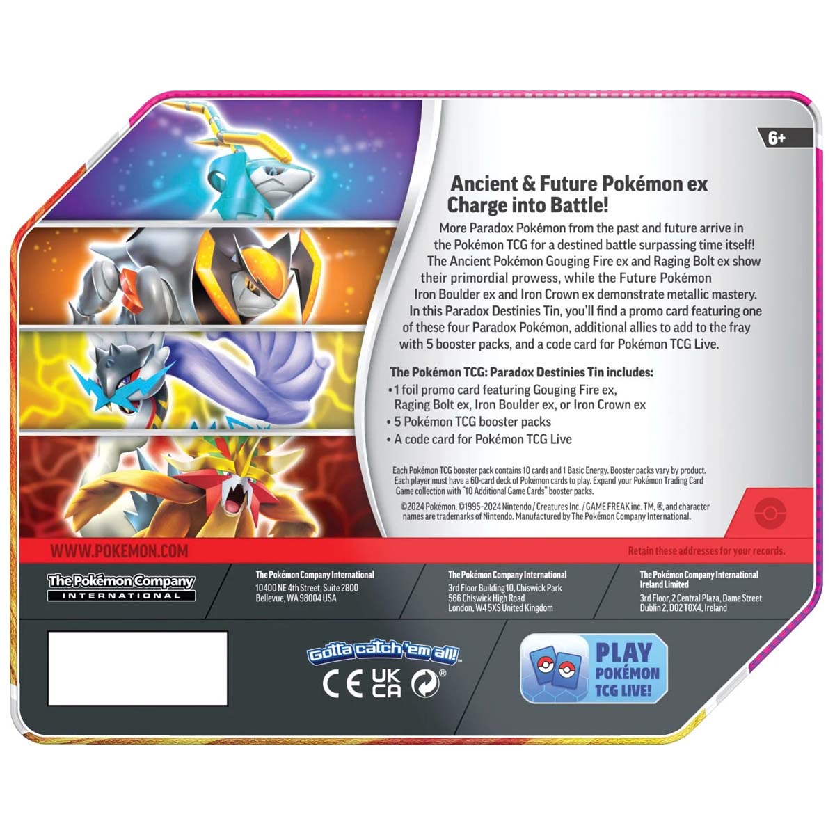 Pokemon TCG: Scarlet &amp; Violet Paradox Destinies - Fall Ex Tins 2024 (5 Booster)-Set of 4-The Pokémon Company International-Ace Cards &amp; Collectibles