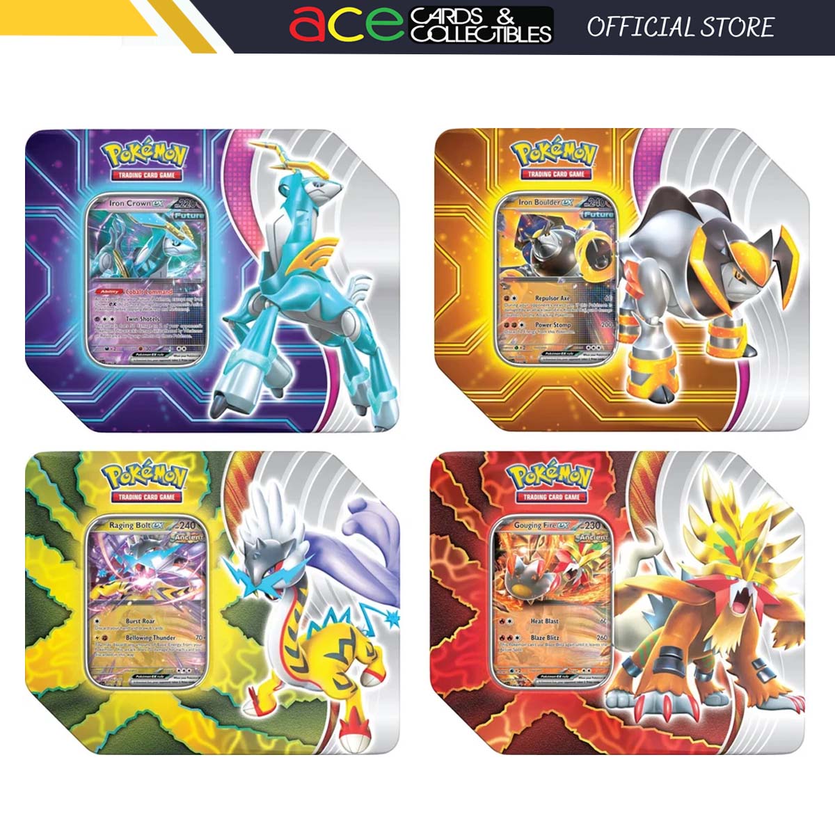 Pokemon TCG: Scarlet &amp; Violet Paradox Destinies - Fall Ex Tins 2024 (5 Booster)-Set of 4-The Pokémon Company International-Ace Cards &amp; Collectibles