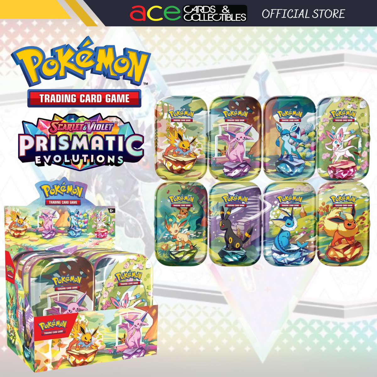 Pokemon TCG: Scarlet & Violet Prismatic Evolution SV8.5 Mini Tins-Whole Set (8pcs)-The Pokémon Company International-Ace Cards & Collectibles
