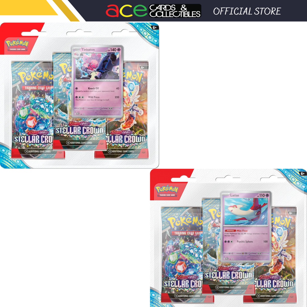 Pokémon TCG: Scarlet &amp; Violet SV7 Stella Crown 3 Pack Blister-Both Design-The Pokémon Company International-Ace Cards &amp; Collectibles