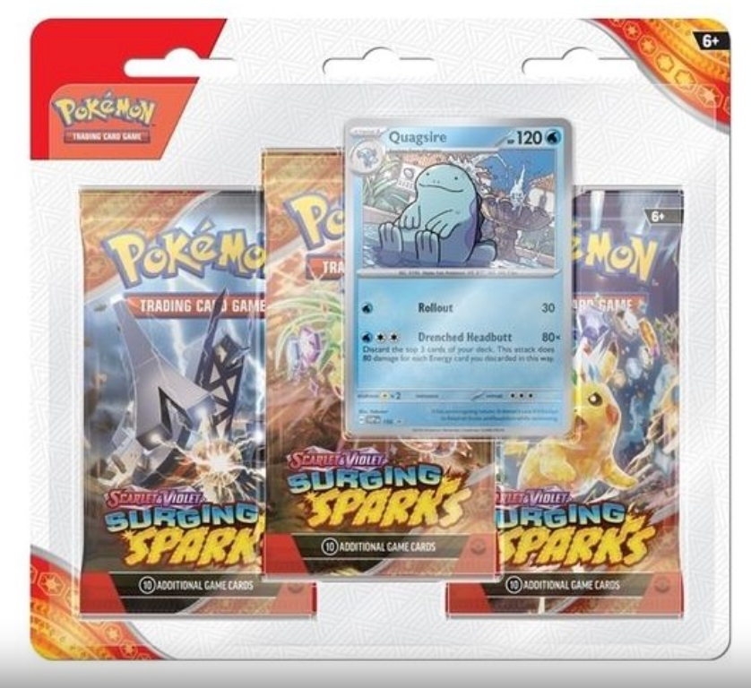 Pokemon TCG: Surging Sparks SV8 3 Packs Blister-Quagsire-The Pokémon Company International-Ace Cards &amp; Collectibles