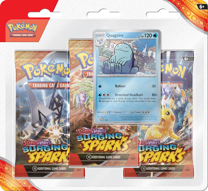 Pokémon TCG: Surging Sparks SV8 Booster Pack / Sleeved Booster / Checklane Blister / 3 Packs Blister-3 Packs Quagsire-The Pokémon Company International-Ace Cards &amp; Collectibles