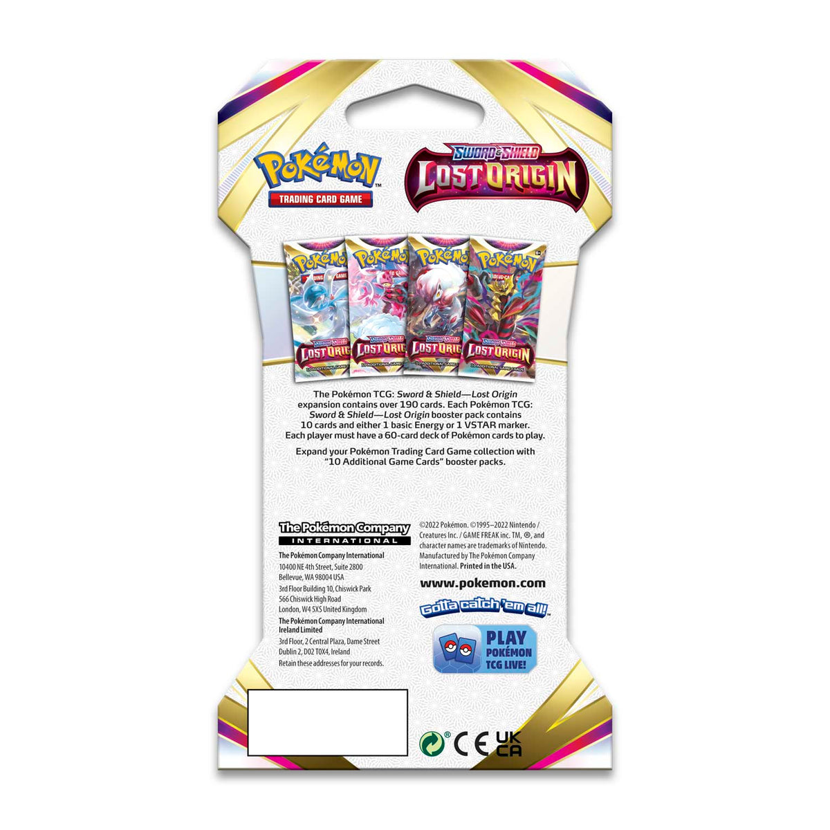 Pokemon TCG: Sword &amp; Shield SS11 Lost Origin Sleeved Booster Pack (24 packs)-The Pokémon Company International-Ace Cards &amp; Collectibles