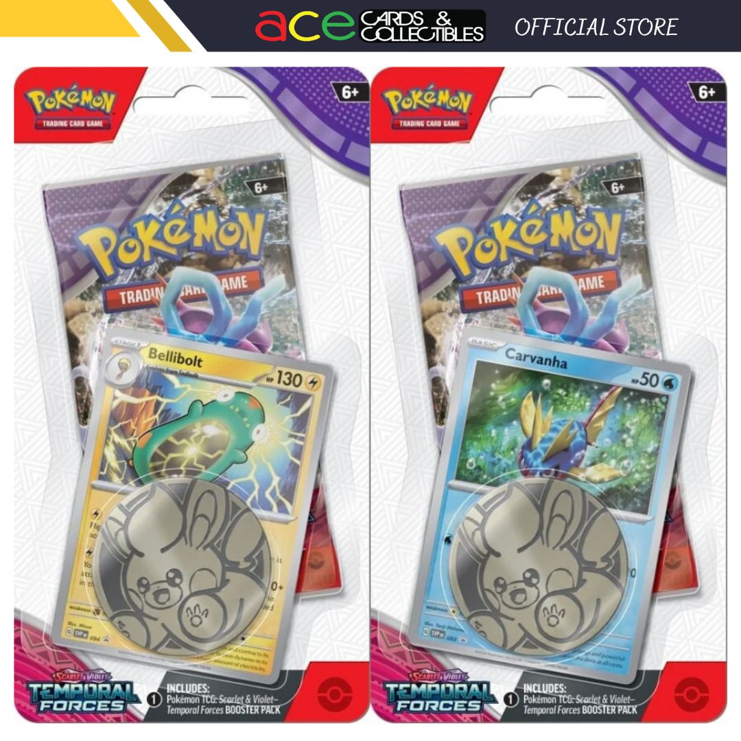 Pokemon TCG: Temporal Forces SV5 Checklane Blister [Carvanha/Bellibot]-Both Design (Carvanha/Bellibot)-The Pokémon Company International-Ace Cards & Collectibles