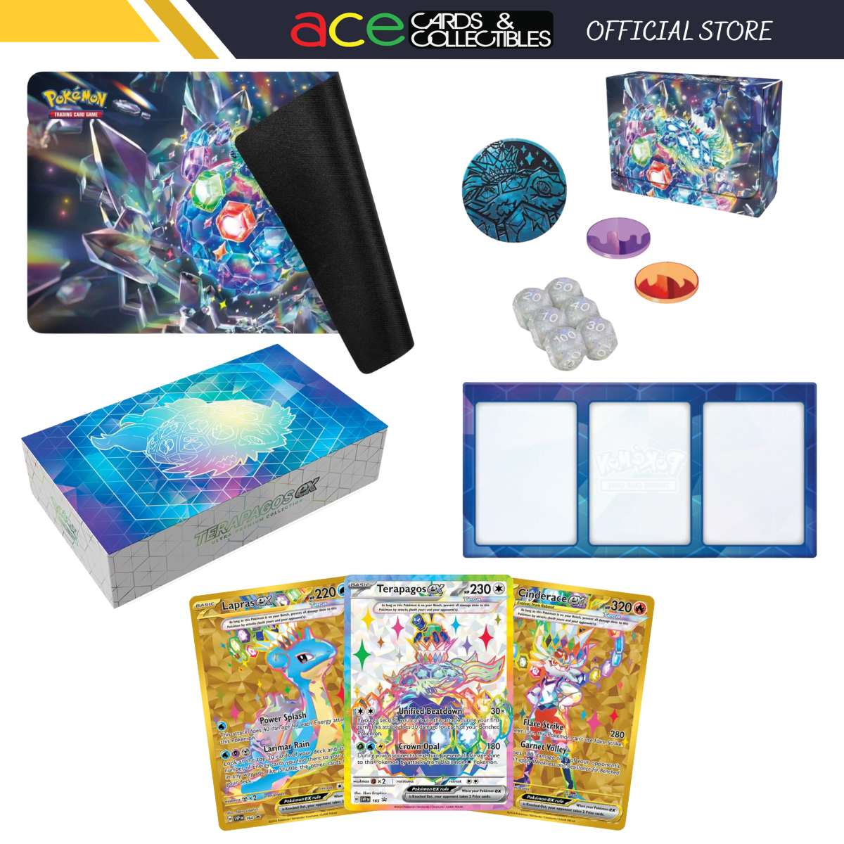 Pokemon TCG: Terapagos EX Ultra Premium Collection (Loose Items)-Deck + Dice + Marker-The Pokémon Company International-Ace Cards &amp; Collectibles