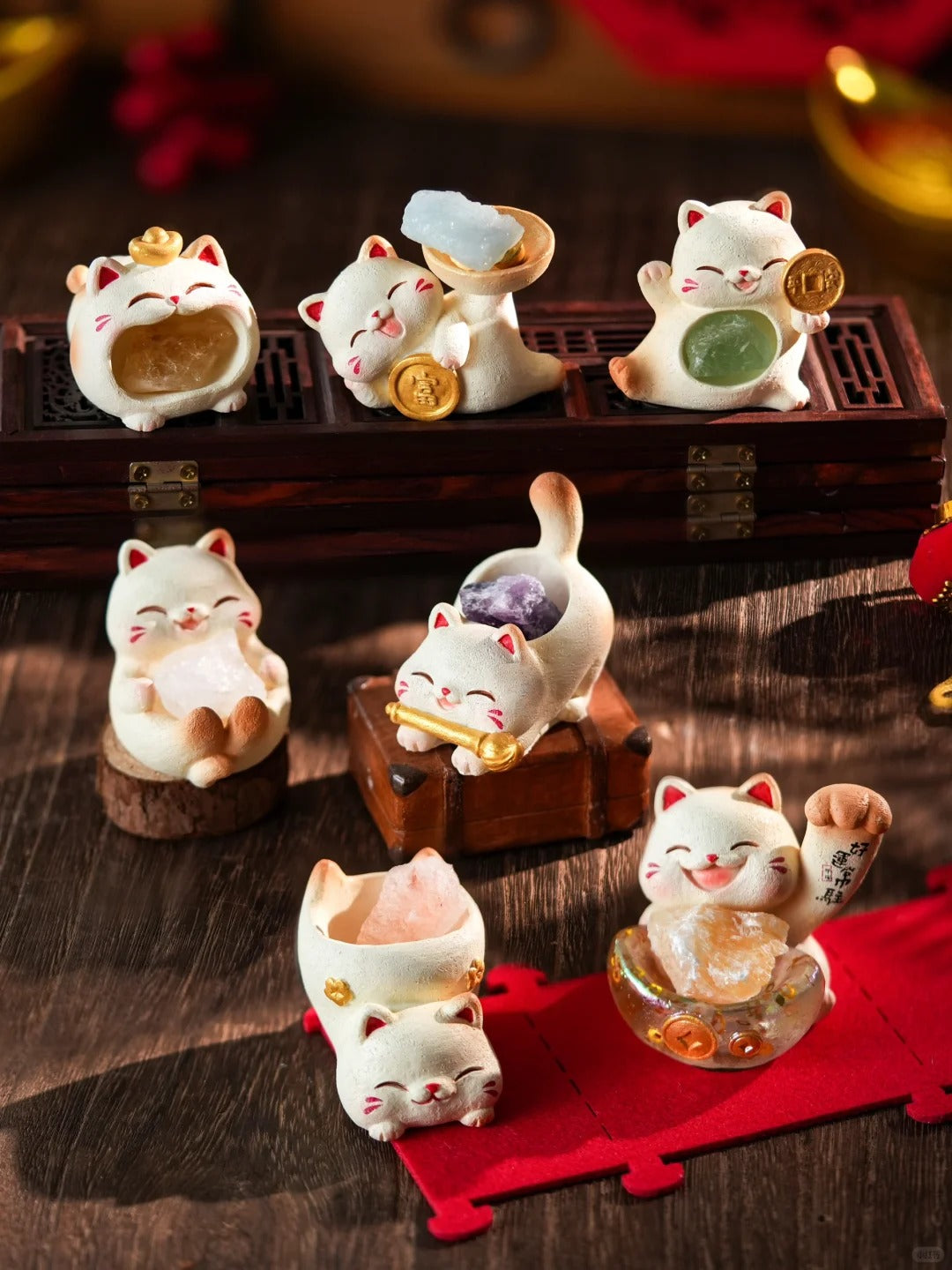 Lucky Cat Crystal Blind Boxes-Whole Box (6pcs)-ThingsWoo-Ace Cards & Collectibles