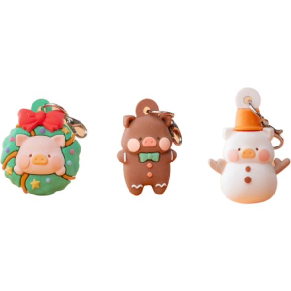 ToyZeroPlus x LuLu the Piggy Christmas - 3D Silicone Keychain-Christmas Wreath-ToyZeroPlus-Ace Cards & Collectibles