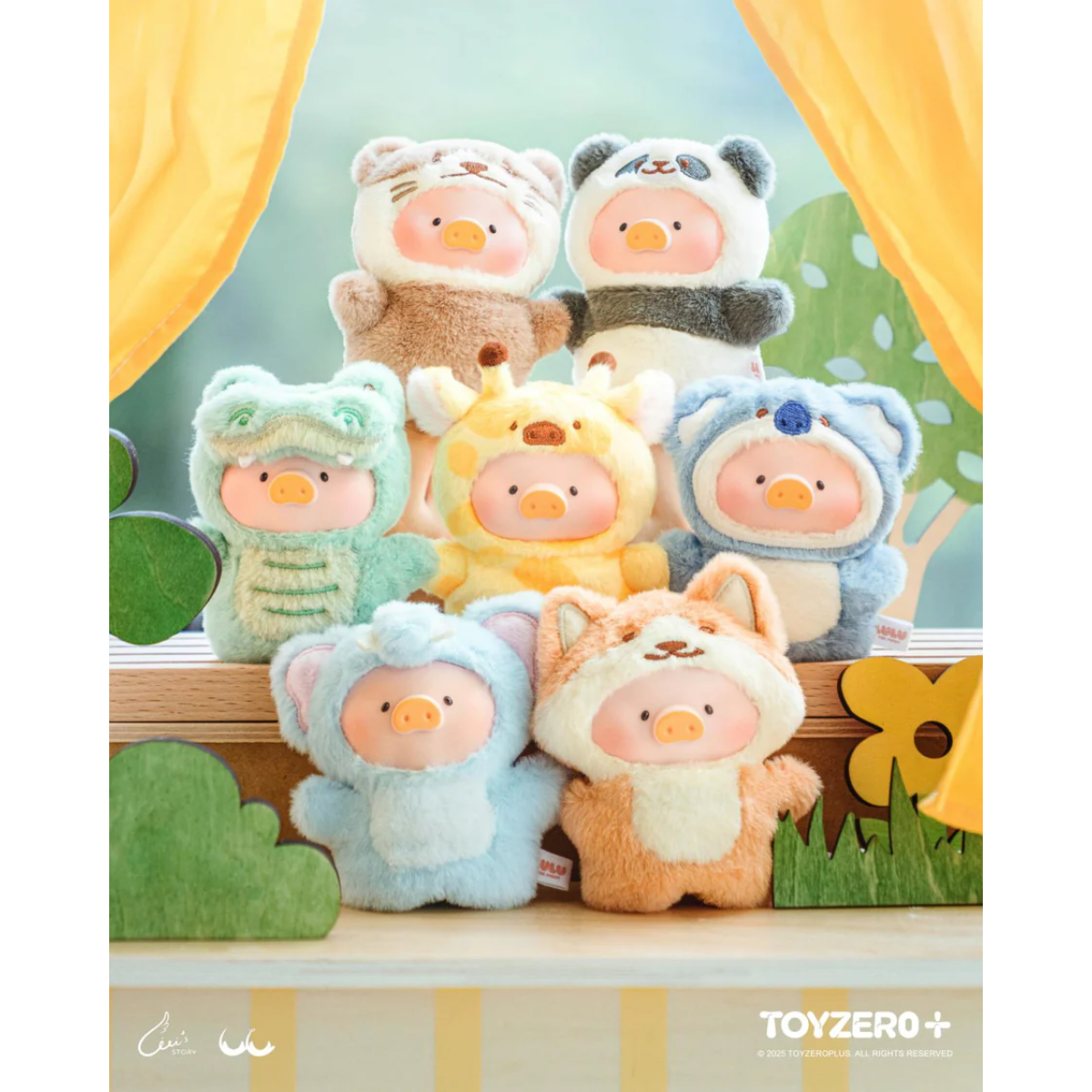 ToyZeroPlus x Lulu The Piggy &quot;Animal Party Puppet&quot; Show PVC Face Plush Keychain-Whole Box (6pcs)-ToyZeroPlus-Ace Cards &amp; Collectibles