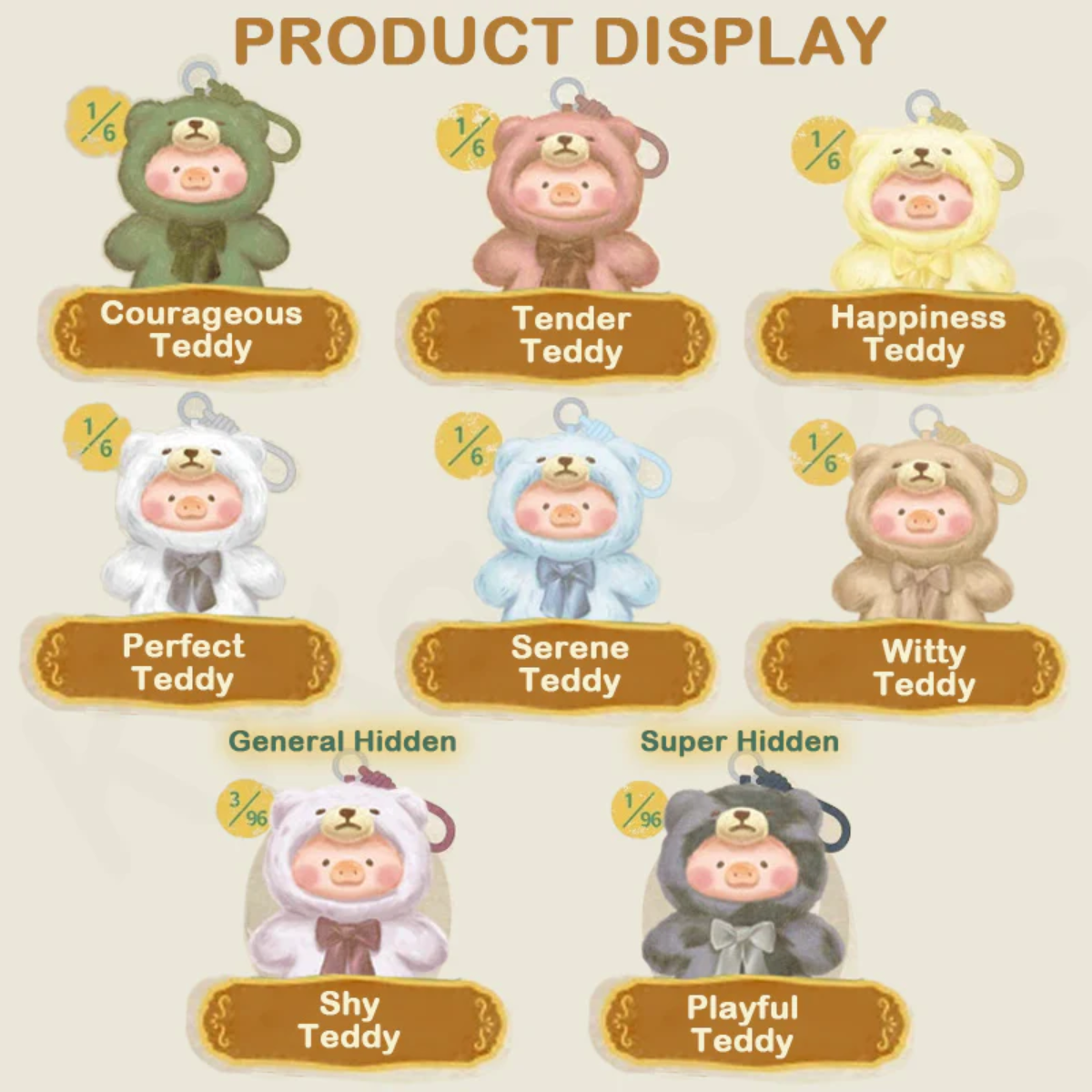 ToyZeroPlus x Lulu The Piggy Vintage Teddy Shop Vinyl Face Plush Pendant-Single Box (Random)-ToyZeroPlus-Ace Cards & Collectibles