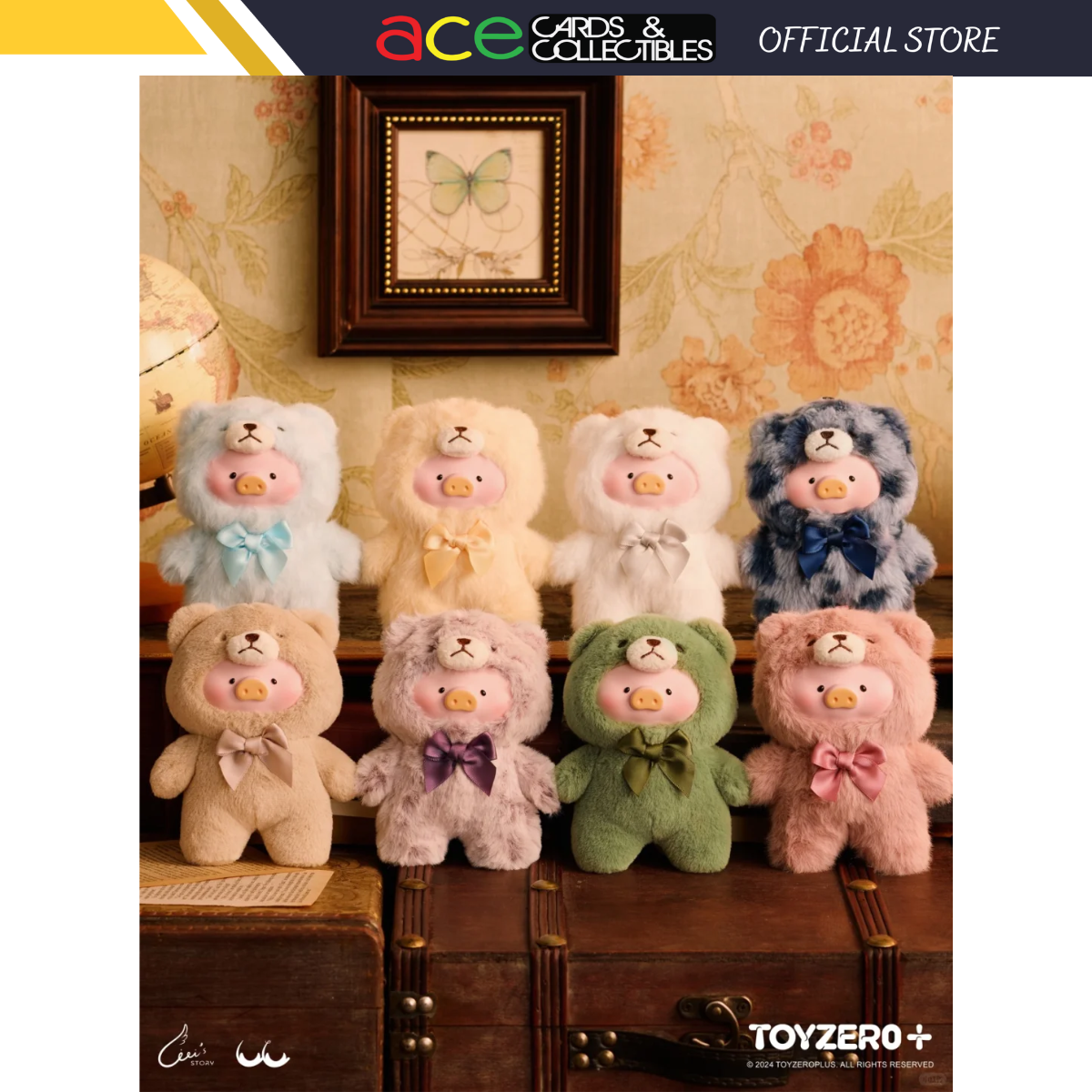 ToyZeroPlus x Lulu The Piggy Vintage Teddy Shop Vinyl Face Plush Pendant-Single Box (Random)-ToyZeroPlus-Ace Cards & Collectibles