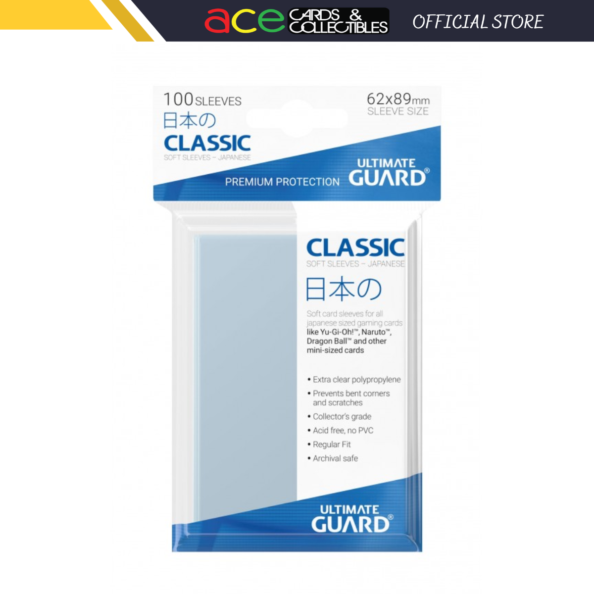 Ultimate Guard Card Sleeve Classic Soft Sleeves - Japanese Size 100pcs-Ultimate Guard-Ace Cards & Collectibles