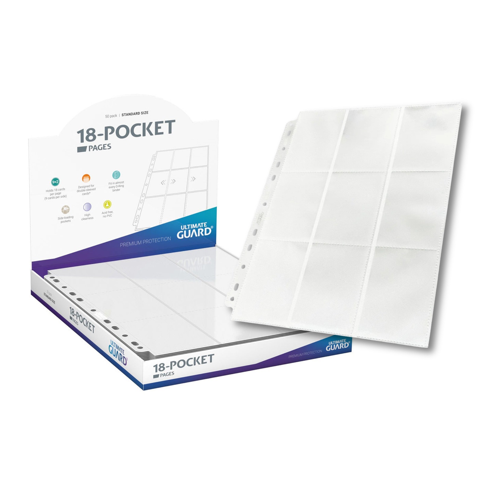 Ultimate Guard Side-Loading Pages 18-Pocket White Colour for Card Album / Binder-Loose Page (1pcs)-Ultimate Guard-Ace Cards & Collectibles