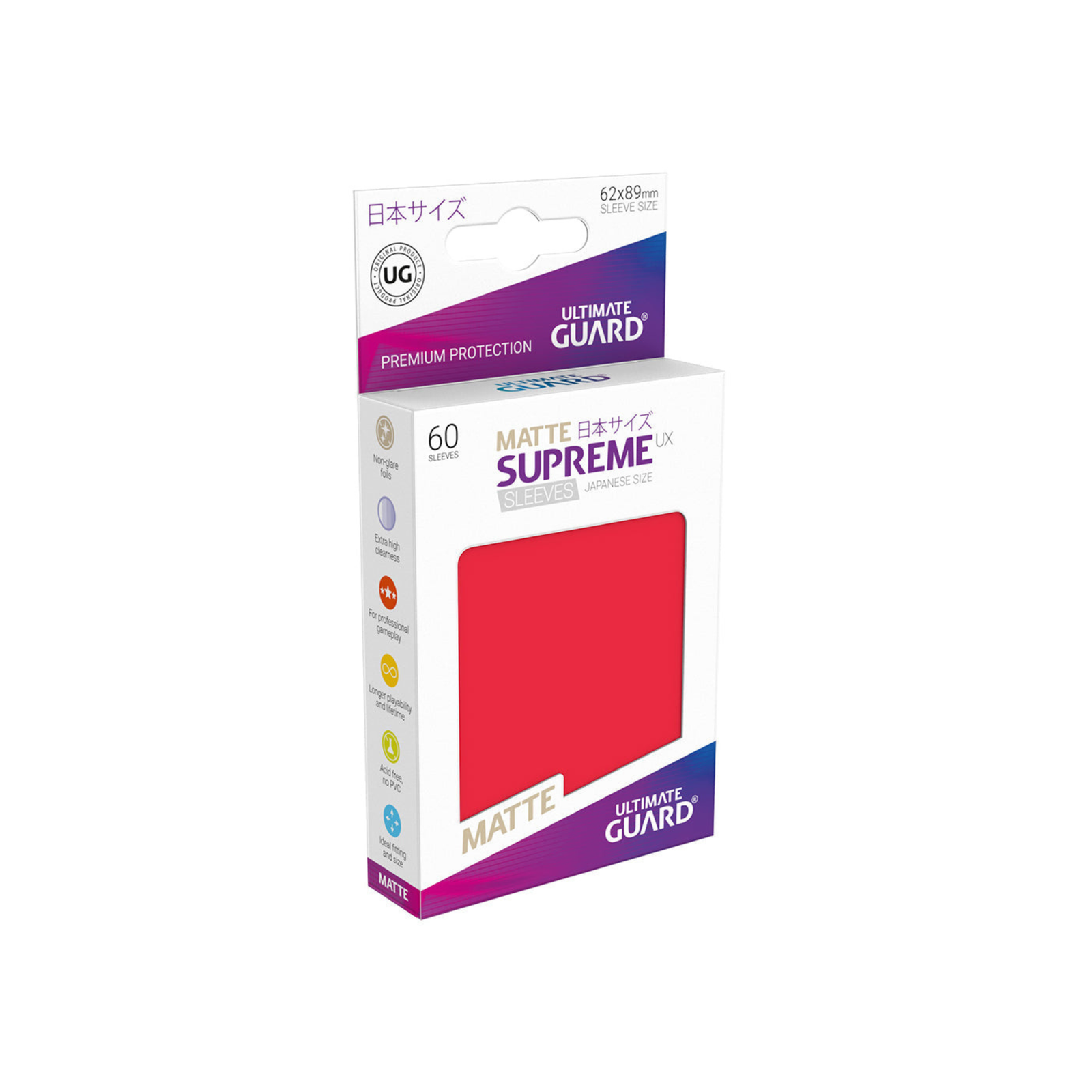 Ultimate Guard Supreme UX Sleeves Japanese Size Matte Red - 60pcs-Ultimate Guard-Ace Cards & Collectibles