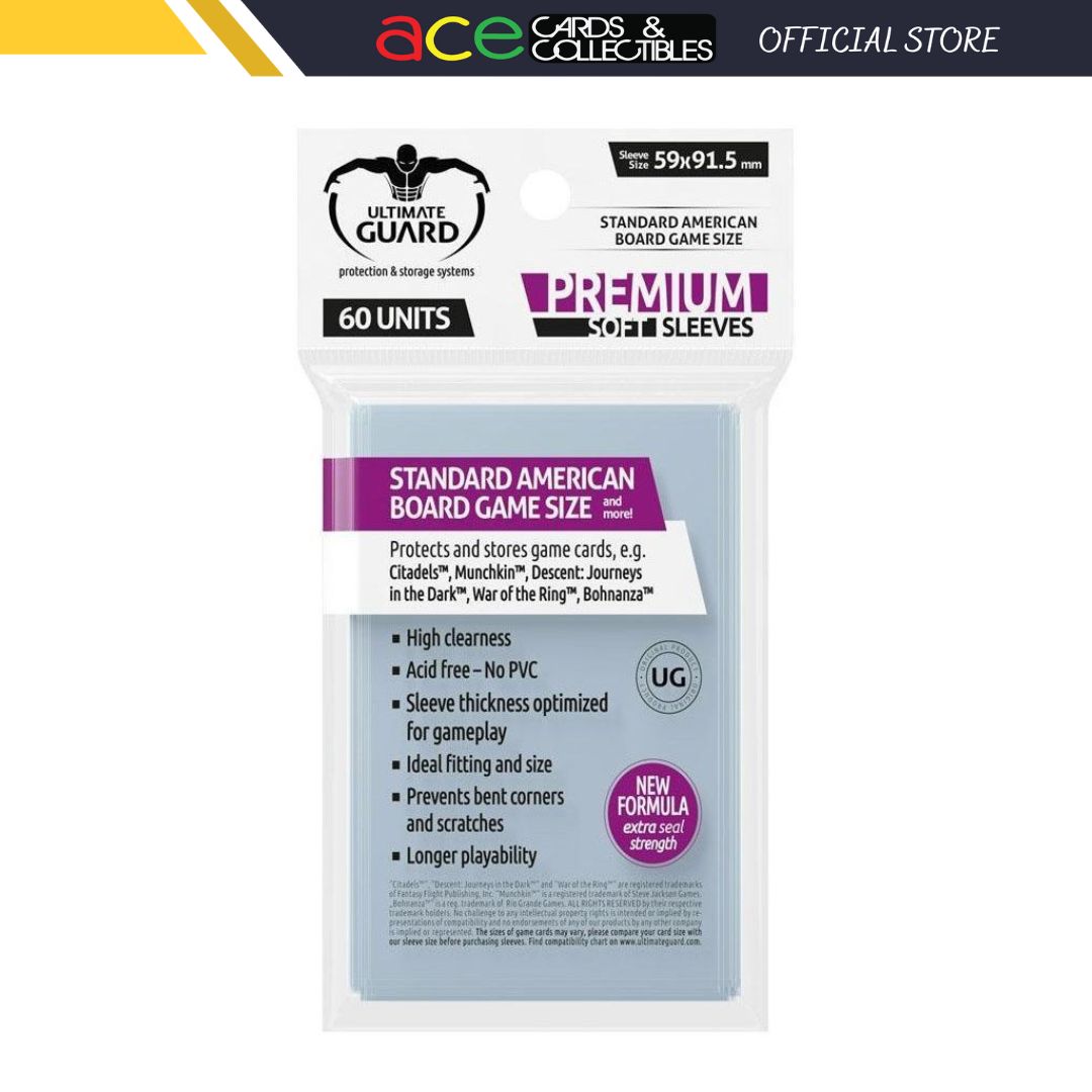 Ultimate Guard Premium Board Game Card Sleeve 60pcs Standard American - Ace Cards Sdn Bhd Ultimate Guard Premium Board Game Card Sleeve 60pcs Standard American - Ace Cards Sdn Bhd