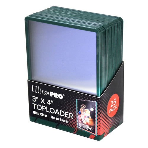 Ultra PRO 3&quot; x 4&quot; Toploader 3&quot; x 4&quot; - Whole Pack (Green Border 25pcs)-Box (25 Pcs)-Ultra PRO-Ace Cards &amp; Collectibles