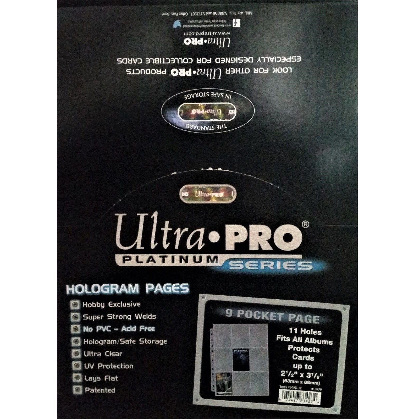 Ultra PRO Hologram Pages Platinum Series 9 Pockets 11 Holes for Card Album / Binder (Loose Sheets)-5 Sheets-Ultra PRO-Ace Cards & Collectibles