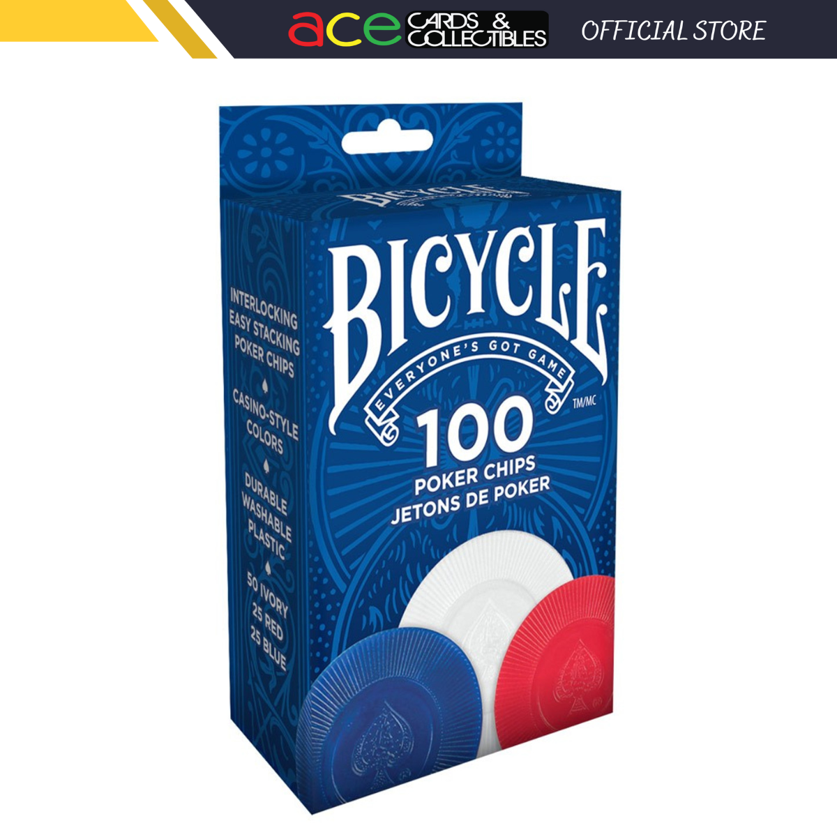 Bicycle Casino Colored Poker Chips 2 Gram (100pcs)-United States Playing Cards Company-Ace Cards &amp; Collectibles