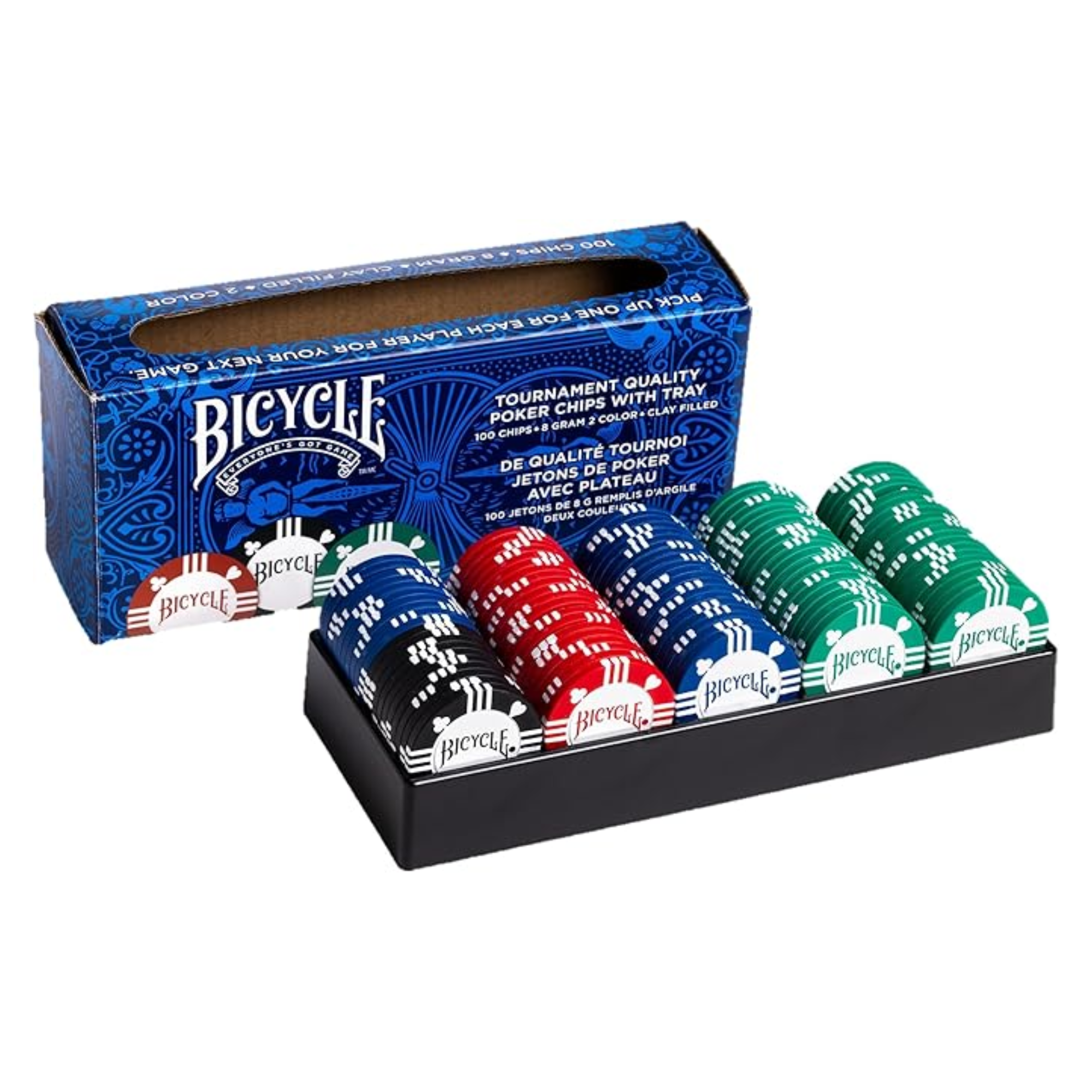 Bicycle Clay Poker Chips Filled 8 Gram (100pcs)-United States Playing Cards Company-Ace Cards & Collectibles