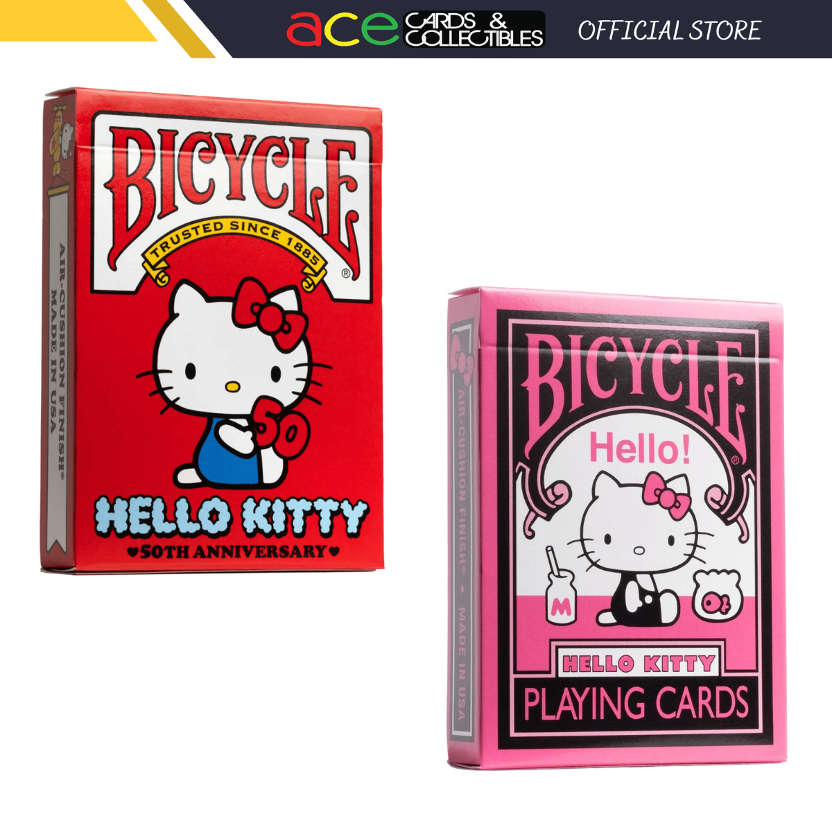 Bicycle Playing Cards Hello Kitty Series "50th Anniversary / Black Pink"-50th Anniversary-United States Playing Cards Company-Ace Cards & Collectibles