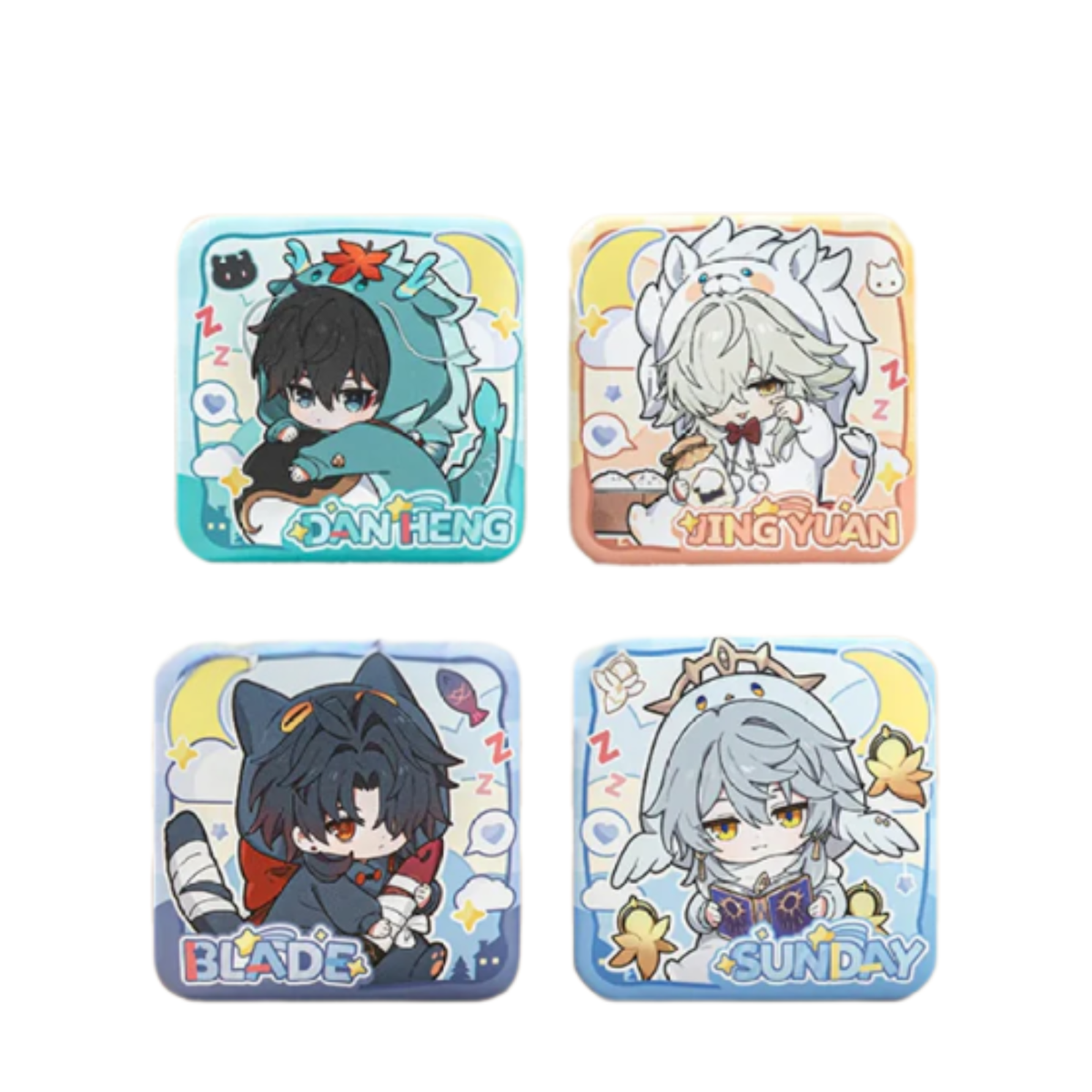 Honkai: Star Rail Boys Dorm Series Chibi Version Square Badge-Jingyuan-miHoYo-Ace Cards & Collectibles