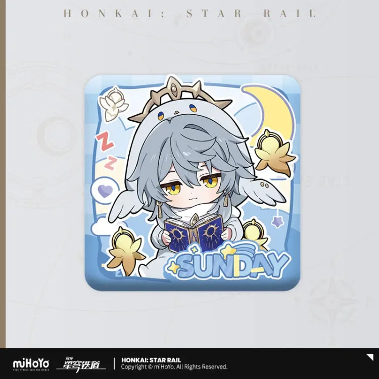 Honkai: Star Rail Boys Dorm Series Chibi Version Square Badge-Sunday-miHoYo-Ace Cards & Collectibles