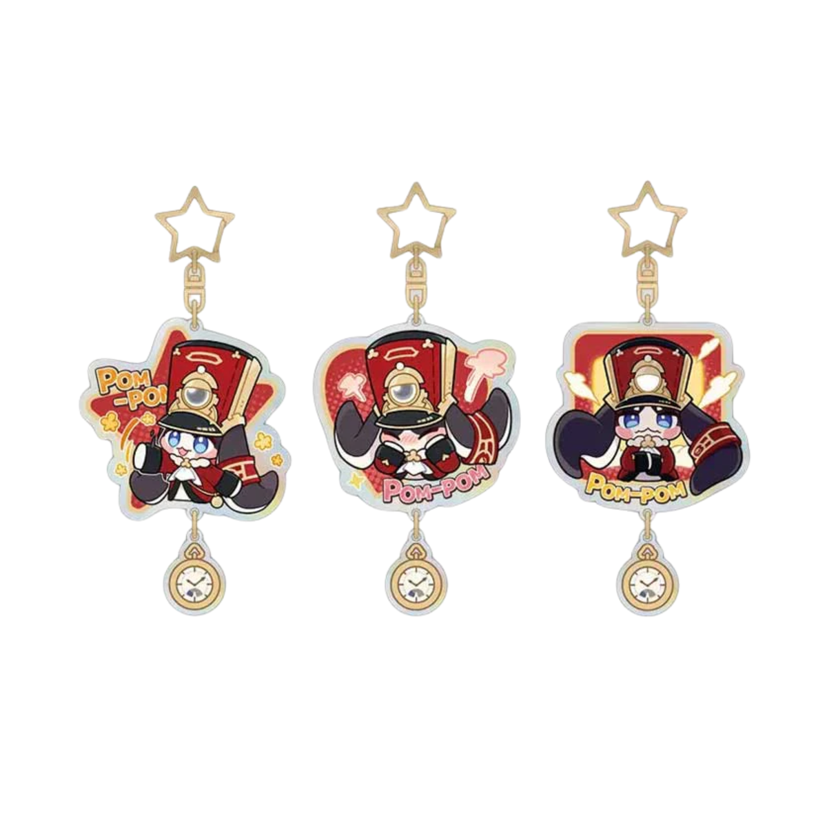 Honkai: Star Rail Pom Pom Sticker Keychain-Happy-miHoYo-Ace Cards & Collectibles