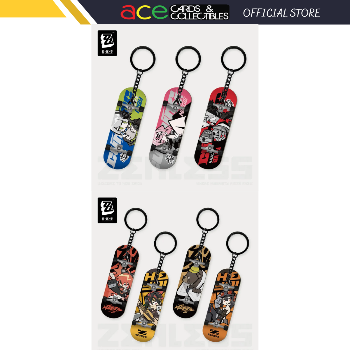 Zenless Zone Zero New Eridu Series Chibi Fingertip Skatboard Keychain Cunning Hares-Nicole-miHoYo-Ace Cards &amp; Collectibles