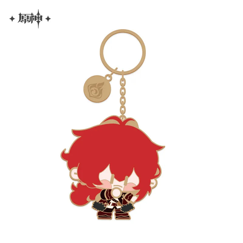 miHoYo Genshin Impact Chibi Characters Metalic Keychain-Diluc-miHoYo-Ace Cards &amp; Collectibles