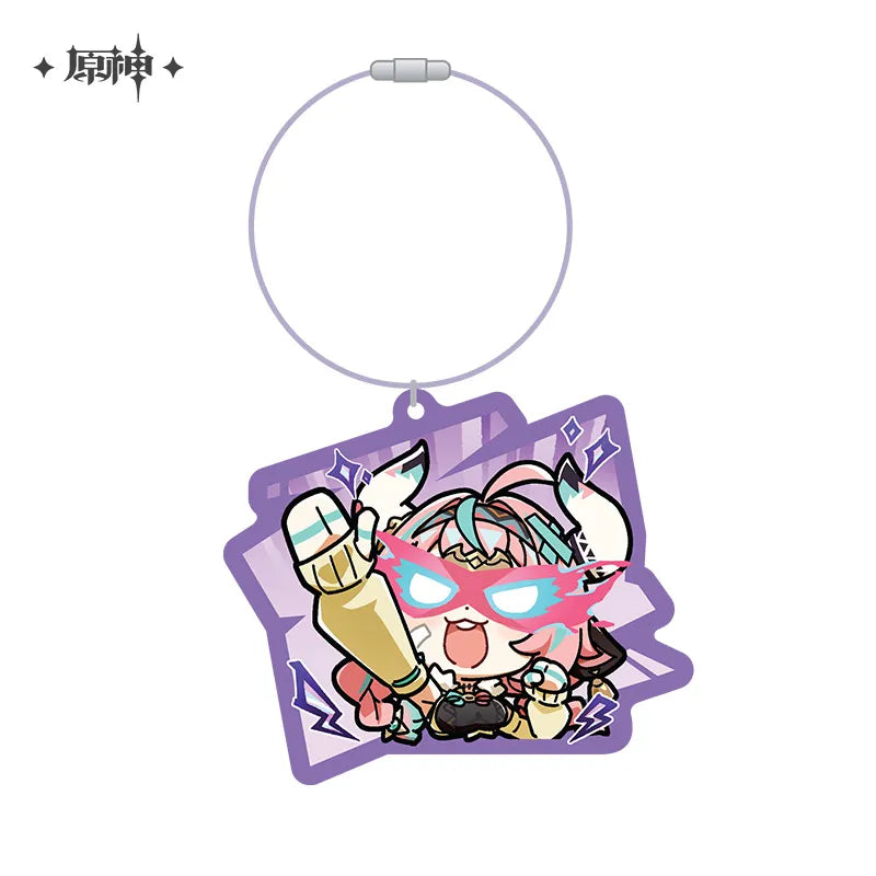 miHoYo Genshin Impact Chibi Expression Sticker Acrylic Keychain: Natlan-Varesa-miHoYo-Ace Cards & Collectibles