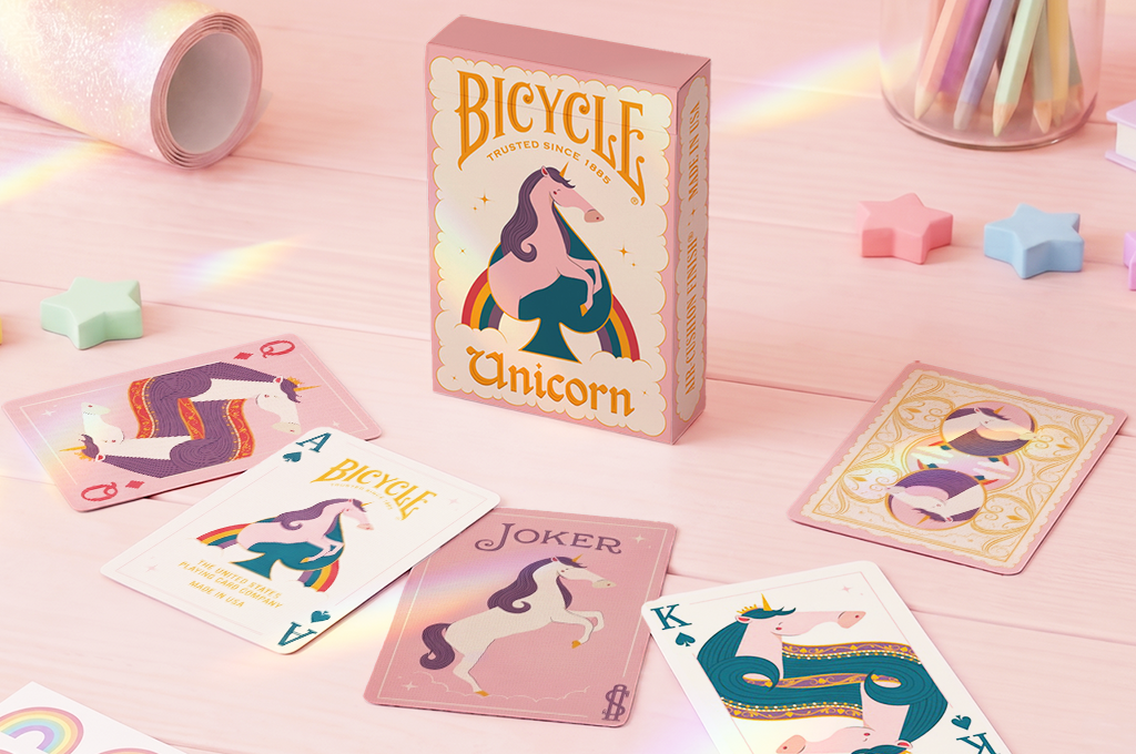 Bicycle Unicorn Pink Playing Cards