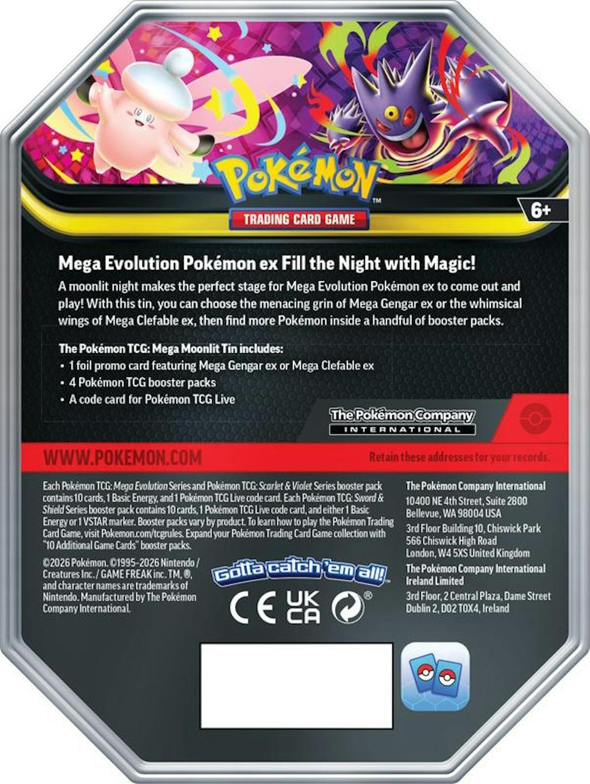 Pokemon TCG: Moonlit Summer Tin (Mega Gengar EX / Mega Clefable EX)