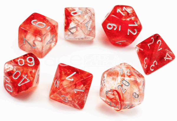 Chessex Lab Dice Nebula Polyhedral 7pcs Dice (Red/Sliver) [CHX30009]