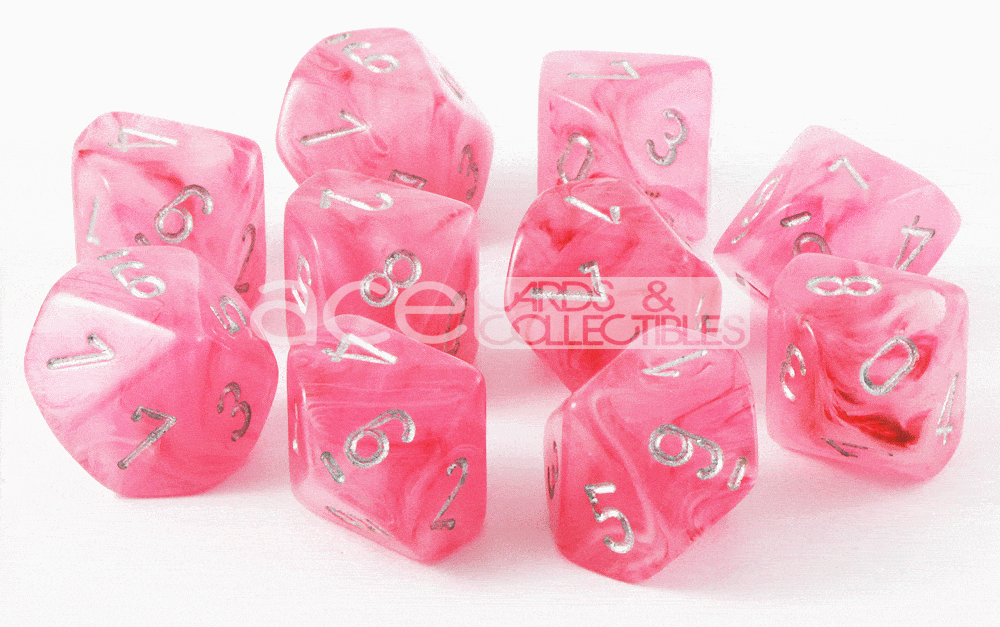 Chessex Ghostly Glow d10 Dice (Pink) (Loose)