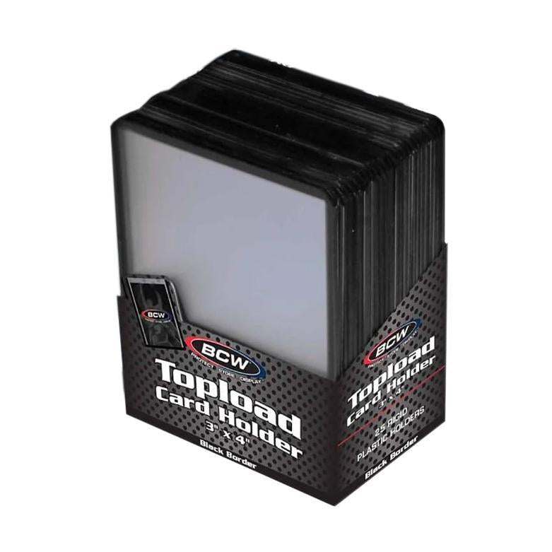 BCW Toploader Card Holder Standard 3" x 4" One Pack 25pcs [ Clear / Black Border ]-One Pack-Clear 25pcs-BCW Supplies-Ace Cards & Collectibles
