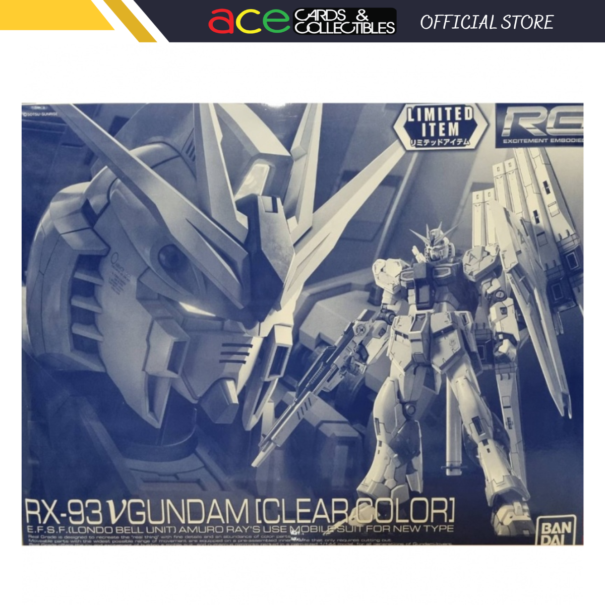 Bandai RG1/144 ν Gundam Clear Color Premium Bandai Model Kit-Bandai-Ace Cards & Collectibles