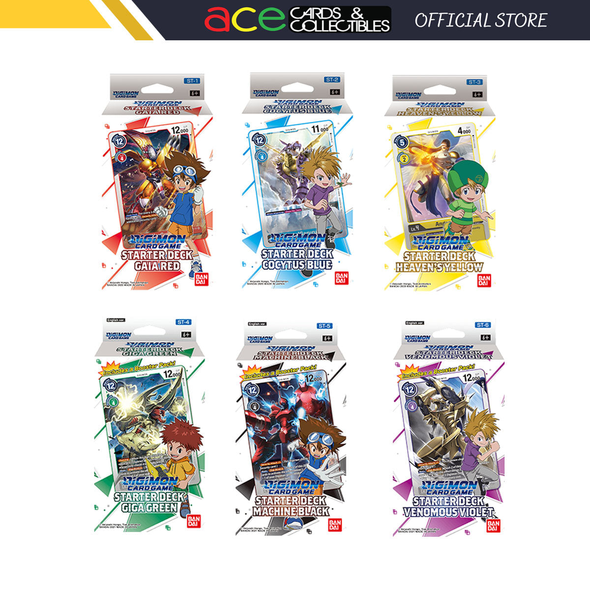Digimon Card Game Starter Deck - [Gaia Red ST-1 / Cocytus Blue ST-2 / Heaven&#39;s Yellow ST-3 / Giga Green ST-4 / Mugen Black ST-5 / Venom Violet ST-6] (Japanese)-Gaia Red ST-1-Bandai-Ace Cards &amp; Collectibles