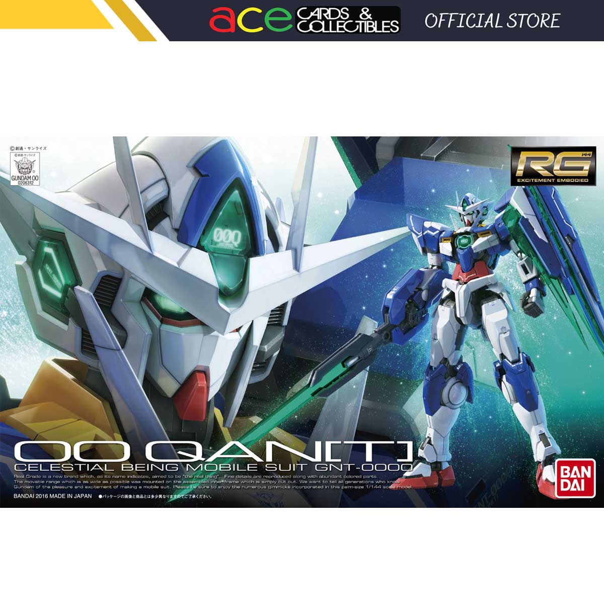 Gunpla 1/144 RG GNT-0000 00 QAN[T]-Bandai-Ace Cards & Collectibles