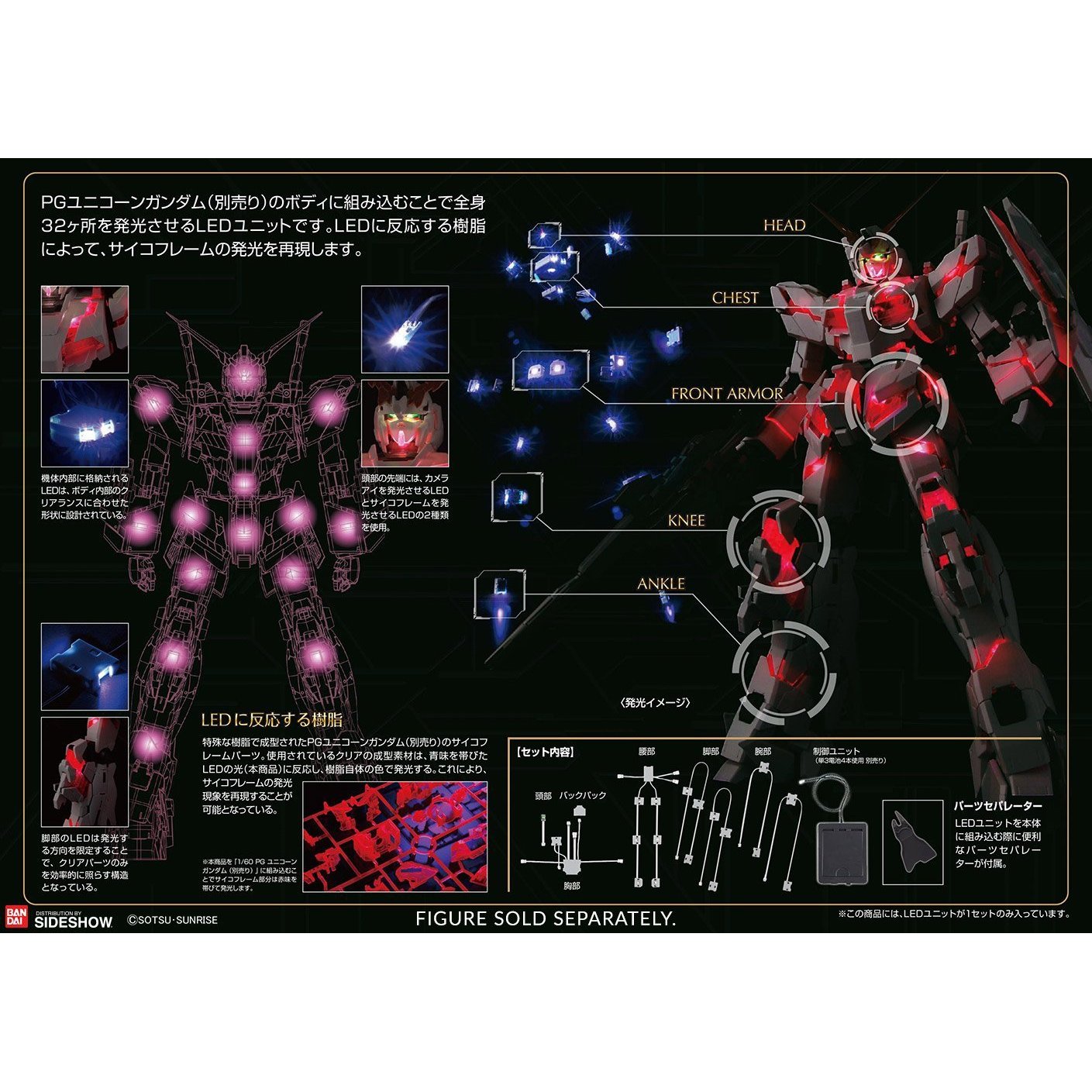 Gunpla LED Unit for PG RX-0 Unicorn Gundam-Bandai-Ace Cards & Collectibles