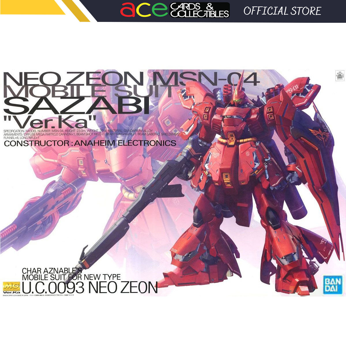 Gunpla MG 1/100 MSN-04 Sazabi Ver.Ka-Bandai-Ace Cards & Collectibles