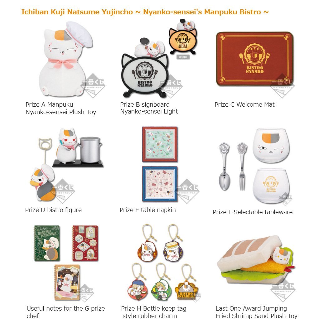 Ichiban Kuji Natsume's Book of Friends ~Nyanko-sensei's Manpuku Bistro~-Bandai-Ace Cards & Collectibles