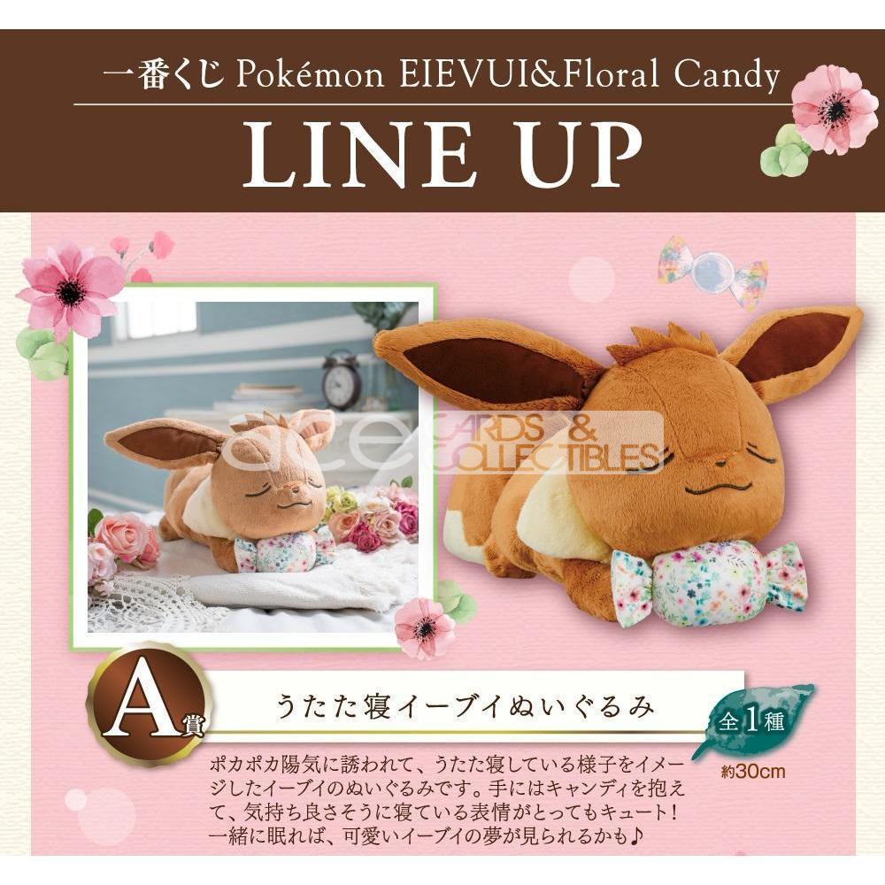 Ichiban Kuji Pokémon Eevee & Floral Candy: "Prize A - Sleeping Eevee Plush"-Bandai-Ace Cards & Collectibles