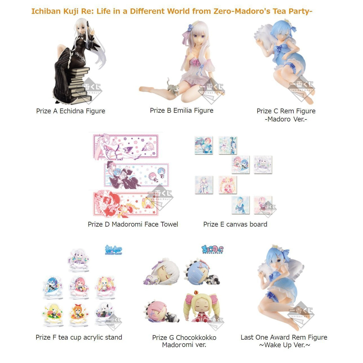 Ichiban Kuji Re: Zero Starting Life in Another World &quot;Madoro Tea Party&quot;-Bandai-Ace Cards &amp; Collectibles