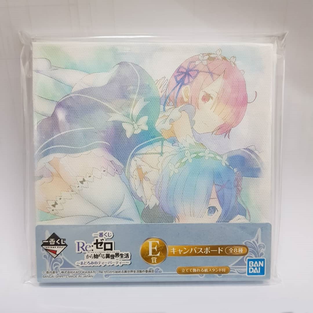 Ichiban Kuji Re: Zero Starting Life in Another World -Madoro Tea Party- &quot;Prize E - Canvas Board&quot;-Rem &amp; Ram-Bandai-Ace Cards &amp; Collectibles