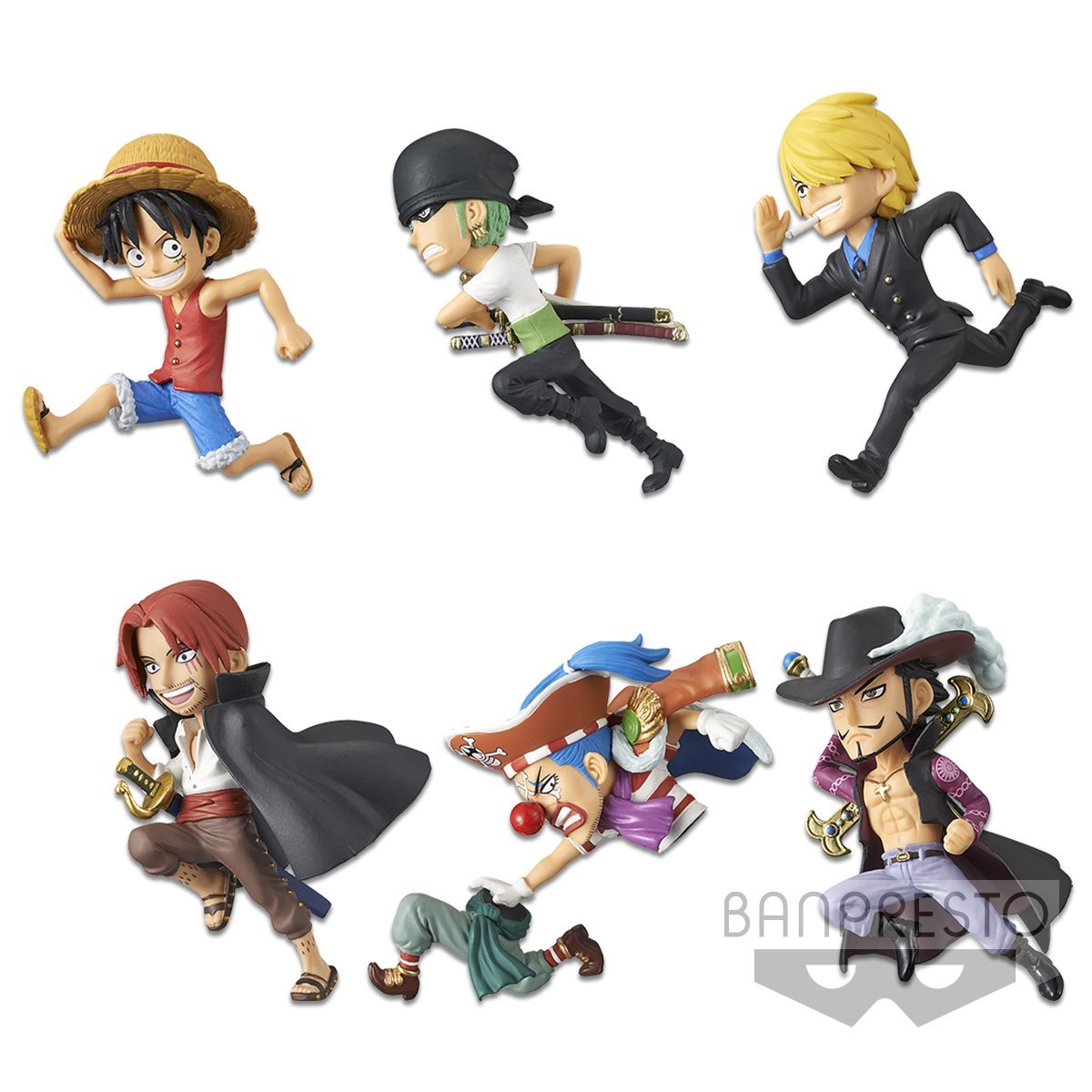 One Piece World Collectable Figure -History Relay 20th- Vol. 1-Complete Set of 6-Bandai-Ace Cards &amp; Collectibles