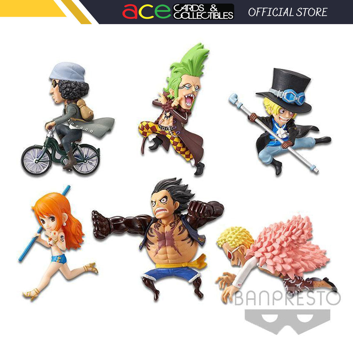 One Piece World Collectable Figure -History Relay 20th- Vol. 5-Complete Set of 6-Bandai-Ace Cards & Collectibles