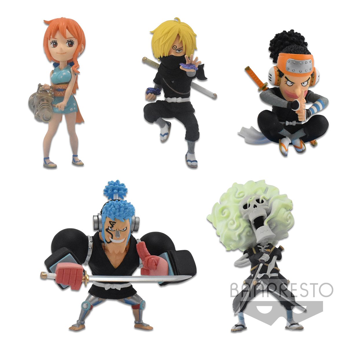 One Piece World Collectable Figure -Wanokuni Style 2-Complete Set of 5-Bandai-Ace Cards &amp; Collectibles