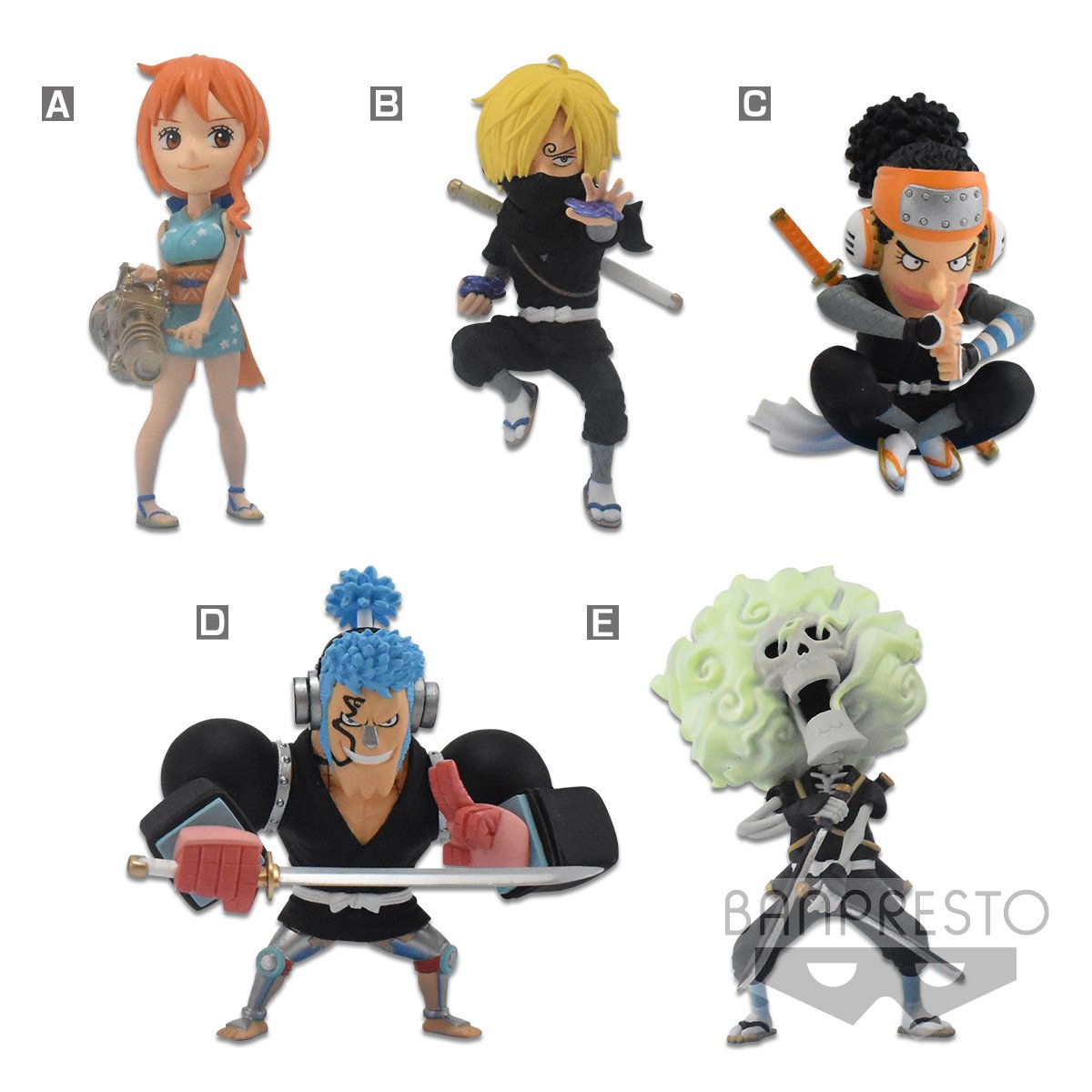 One Piece World Collectable Figure -Wanokuni Style 2-Complete Set of 5-Bandai-Ace Cards & Collectibles